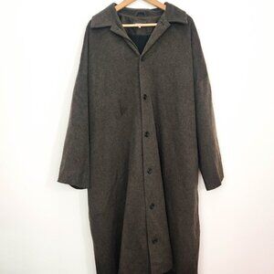 Eskandar Wool Cashmere Silk Duster Trench Coat in Brown 1 Medium